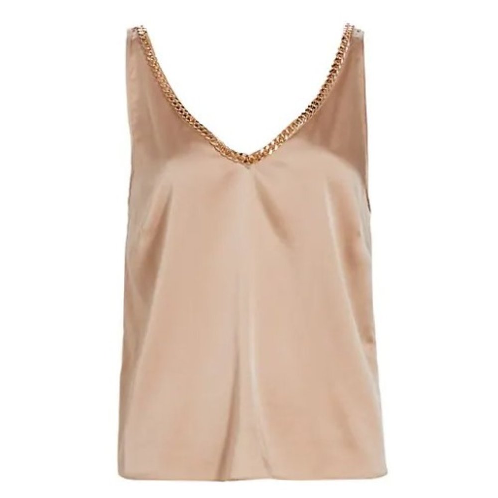 Dallas Chain Satin Tank Top Latte XS